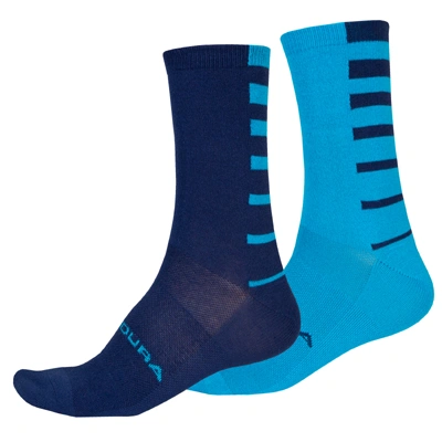 Endura Coolmax Stripe Socks Twin Pack Electric Blue