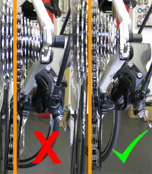 Check rear derailleur alignment