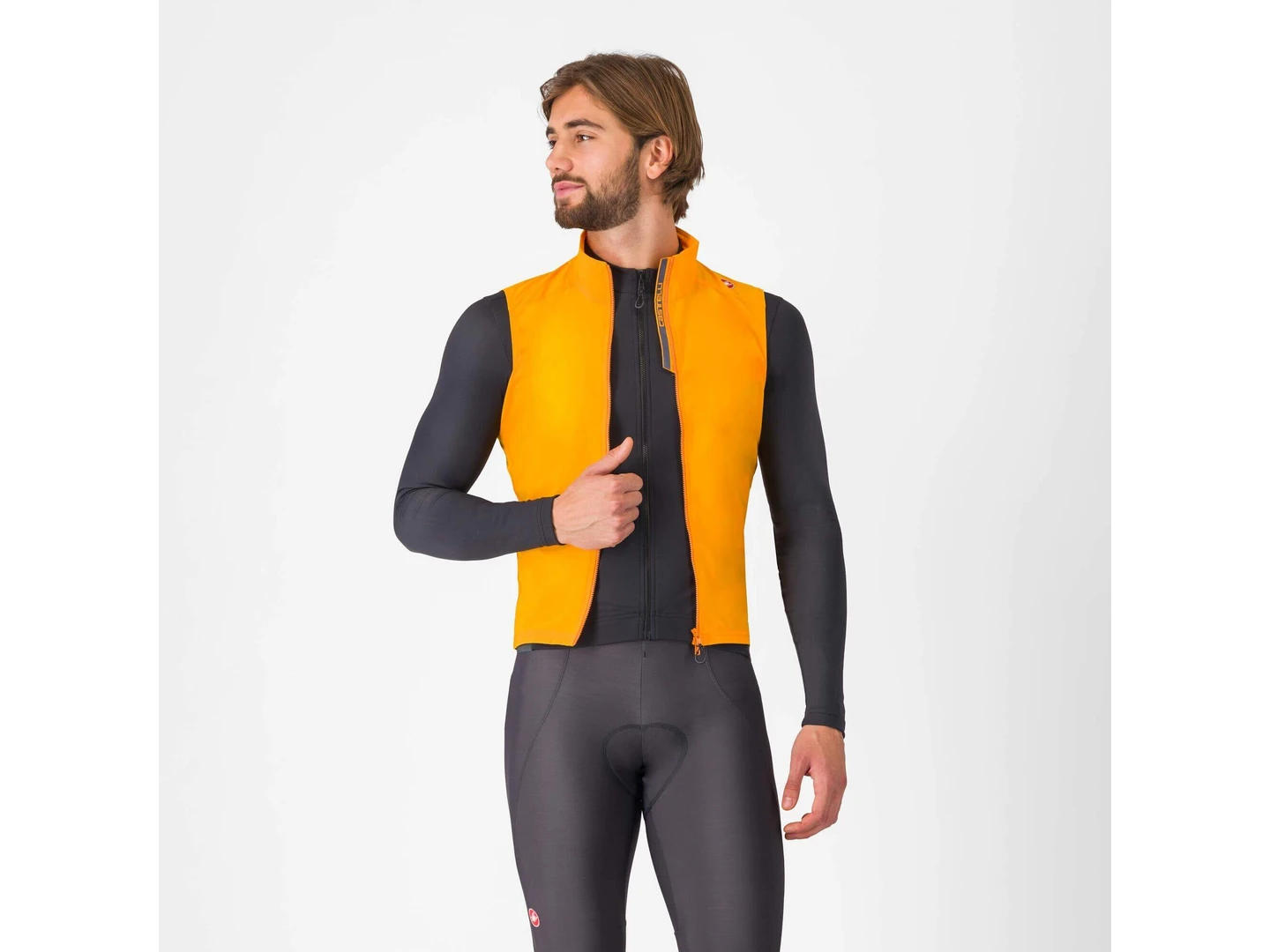 Large Castelli Espresso Vest Vivid Orange/Dark Grey