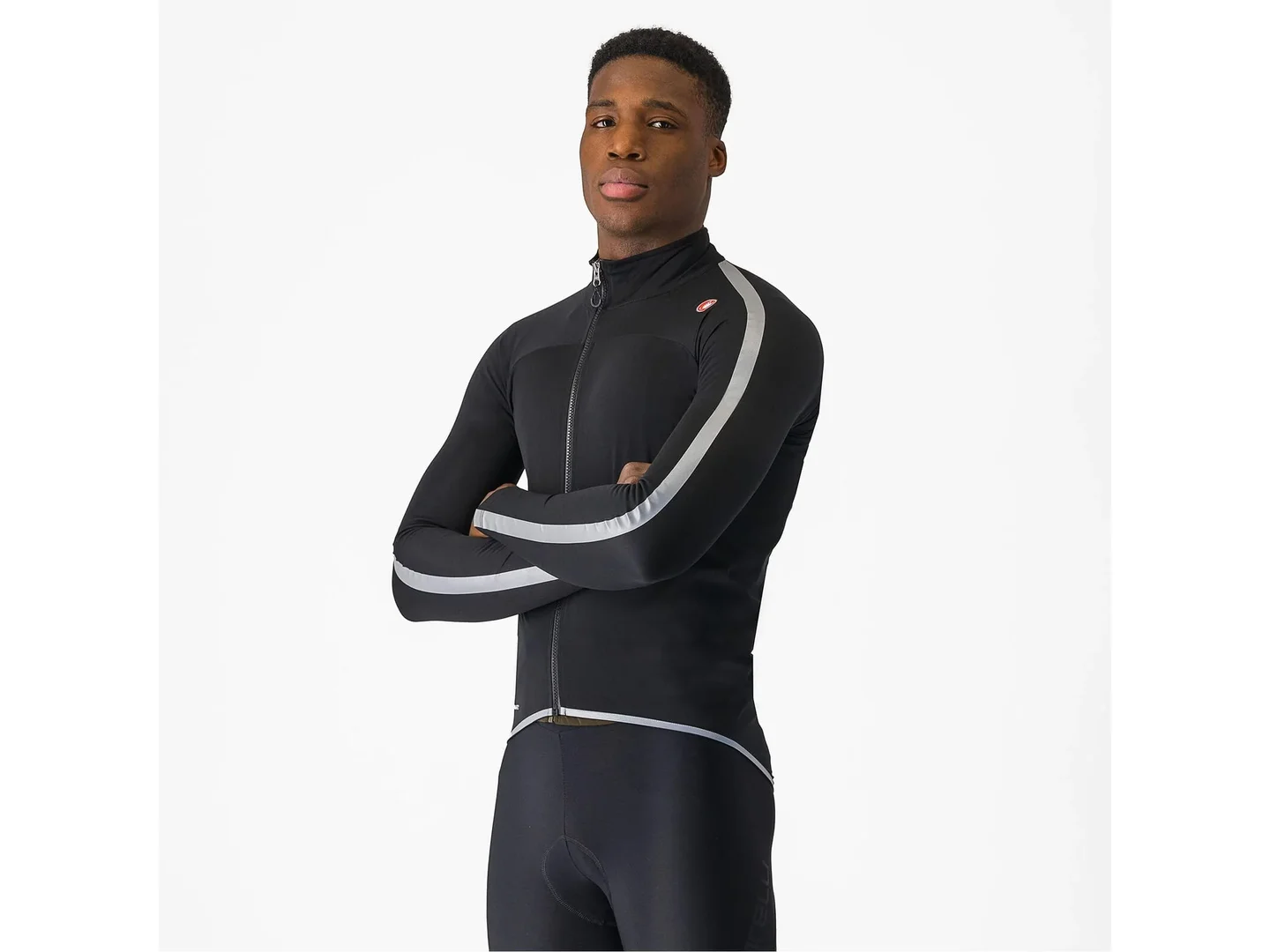 Large Castelli Ultra Rain Cape Black/Silver Reflex