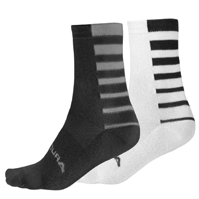 Endura Coolmax Stripe Socks Twin Pack Black - 3 Podium Points