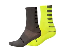 Endura Coolmax Stripe Socks Twin Pack HiVizYellow