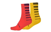 Endura Coolmax Stripe Socks Twin Pack Pomegranate