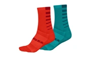 Endura Women's Coolmax Stripe Socks Twin Pack Pacific Blue - 3 Podium Points