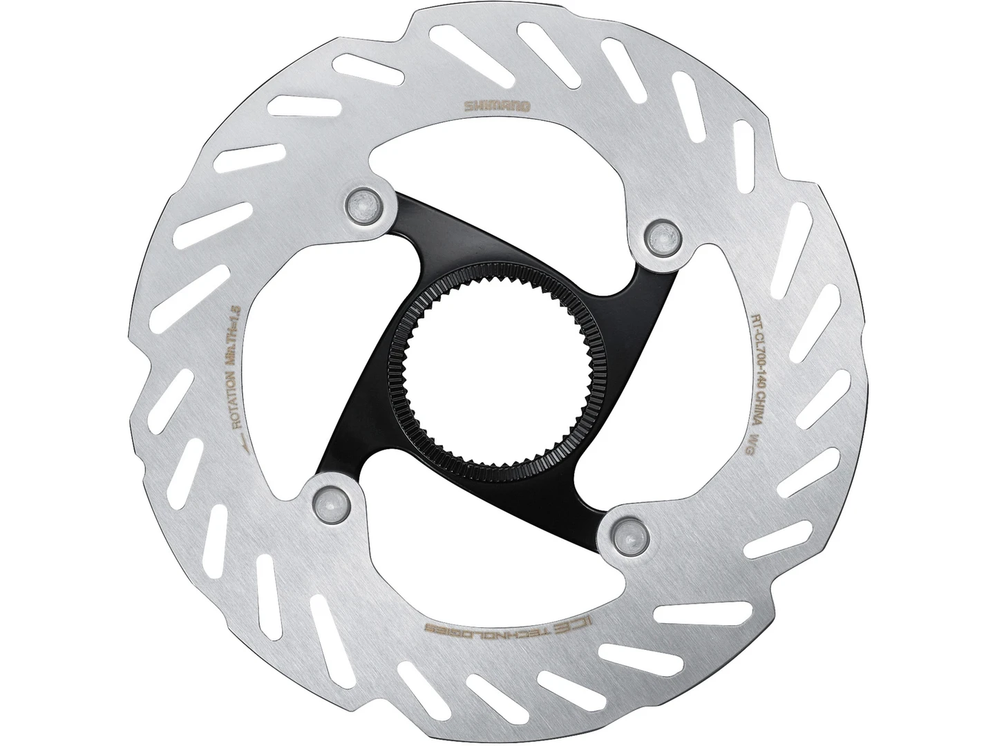Large Shimano RT-CL700 Ice Tech rotor Internal lockring 140mm