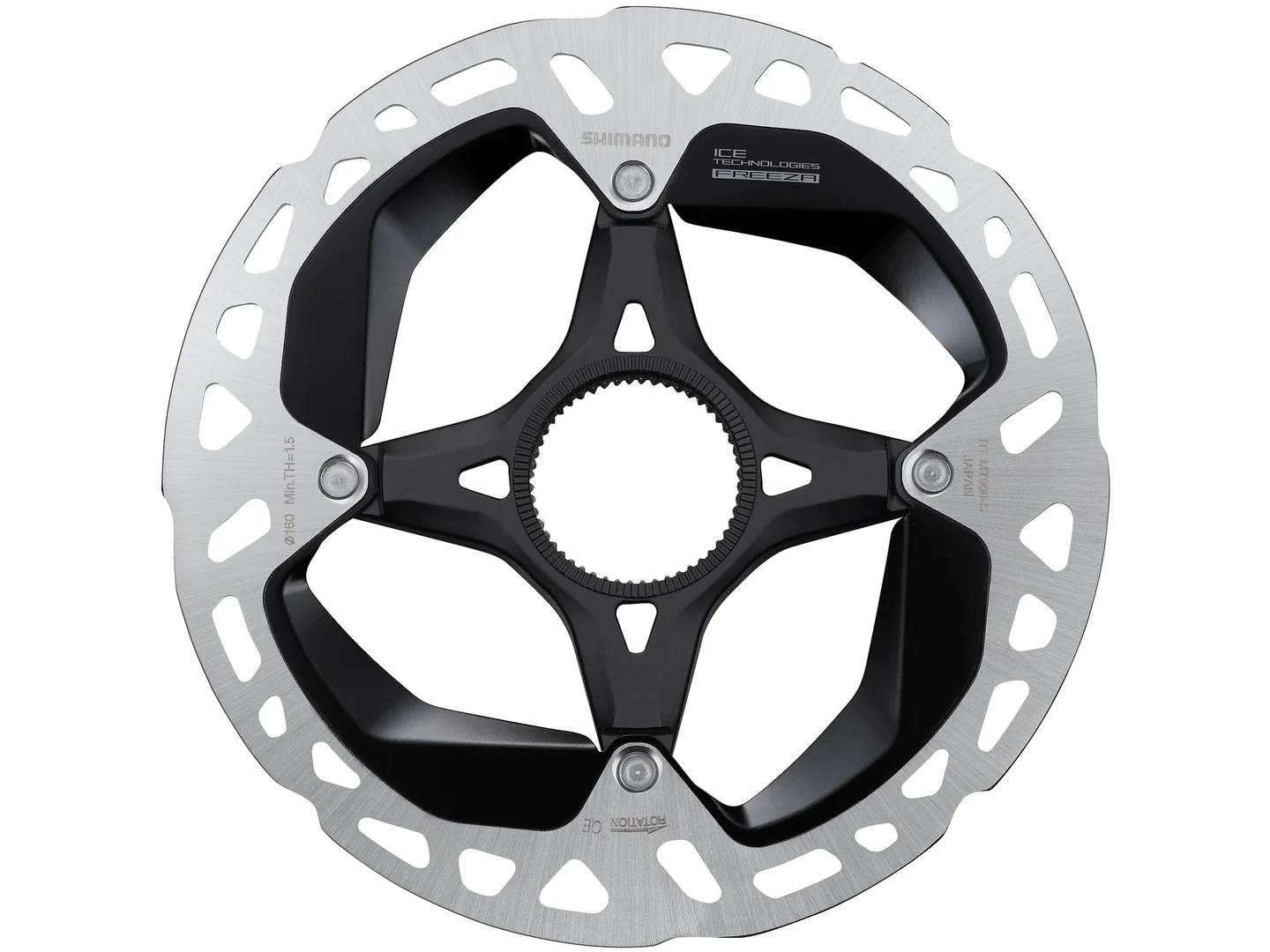 Large Shimano RT-MT900 disc rotor with internal lockring 160mm