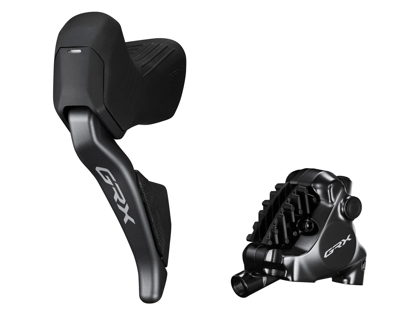 Large Shimano ST-RX825 GRX Di2 12-speed STI bled with BR-RX820 calliper